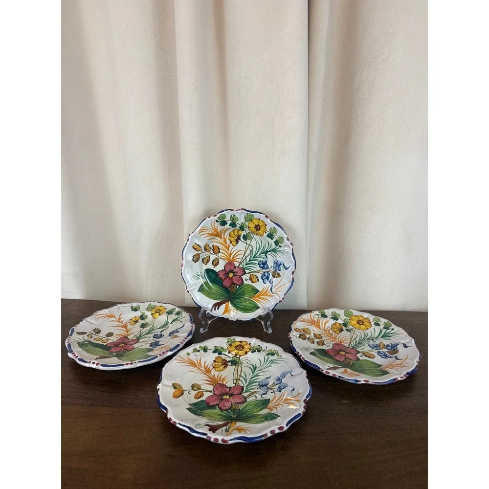 VTG Capri‎ Italy Set FOUR Floral Stoneware 7